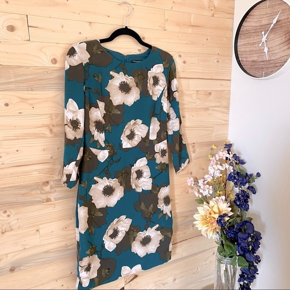 SOLD - Banana Republic Floral Teal Dress - Picture 1 of 14